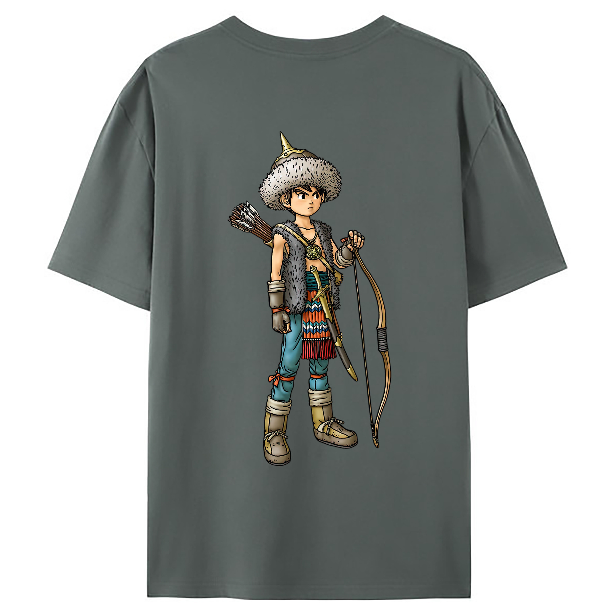 （画像用） ドラゴンクエスト Doragon Kuesuto Dragon Quest 綿100％ メンズ半袖Tシャツ（バックプリント） 通気性